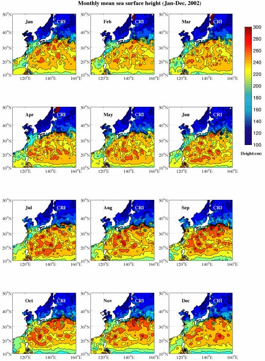 Montly mean sea surface height 2002