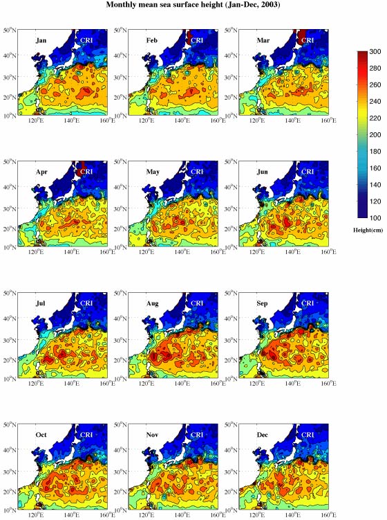 Montly mean sea surface height 2003